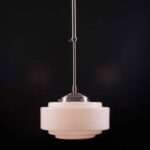 Art Deco hanglamp 'Cambridge' staal pendel lang glas ⌀ 30cm