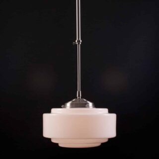 Art Deco hanglamp 'Cambridge' staal pendel lang glas ⌀ 30cm