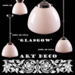 Art Deco hanglamp 'Glasgow' staal pendel lang glas 30cm