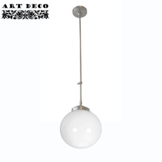 Art Deco hanglamp 'Globe' staal pendel lang glas 25 cm