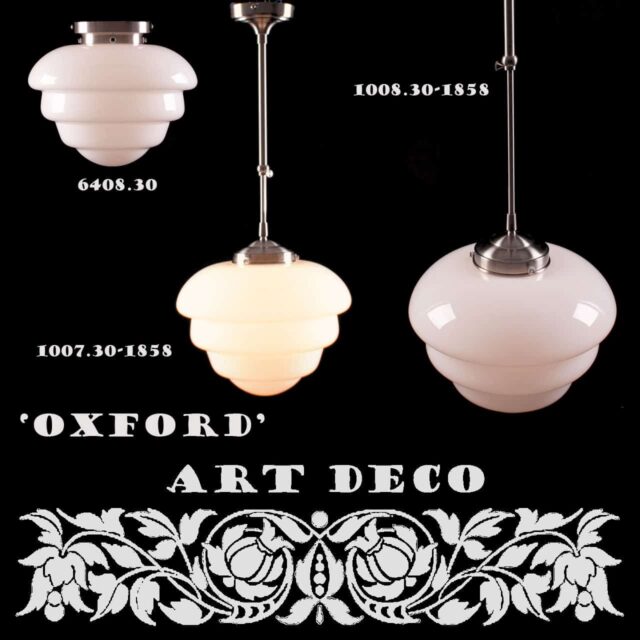 Art Deco hanglamp 'Oxford' pendel kort glas 30cm