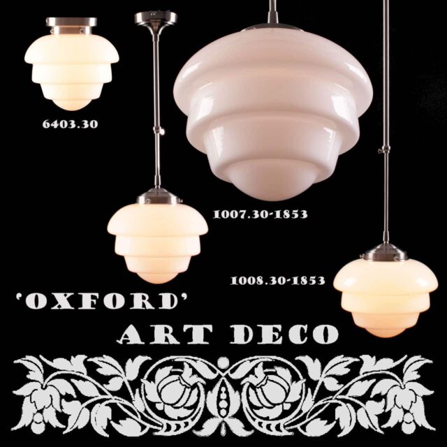 Art Deco hanglamp 'Oxford' pendel kort glas 30cm