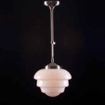 Art Deco hanglamp 'Oxford' staal pendel kort glas 25cm