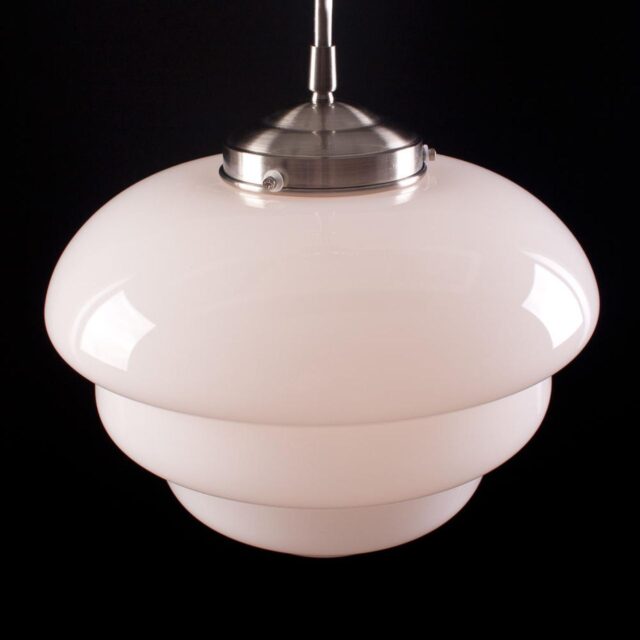 Art Deco hanglamp 'Oxford' staal pendel kort glas 25cm