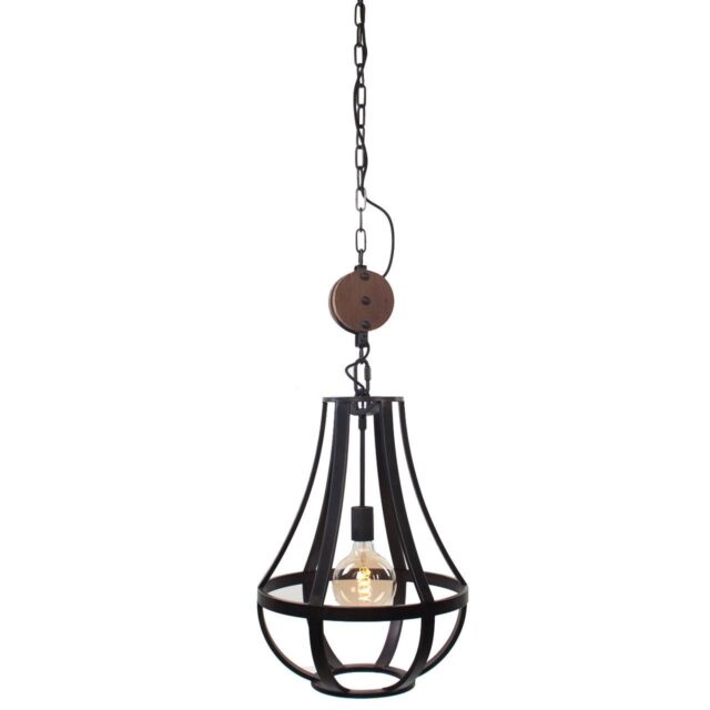 Art Deco hanglamp 'Oxford' staal pendel kort glas 25cm