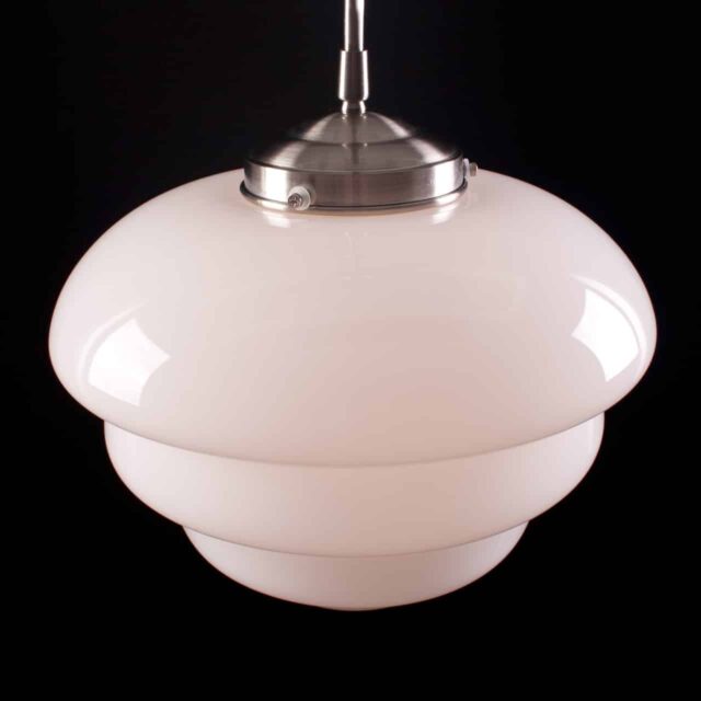 Art Deco hanglamp 'Oxford' staal pendel lang glas 30cm