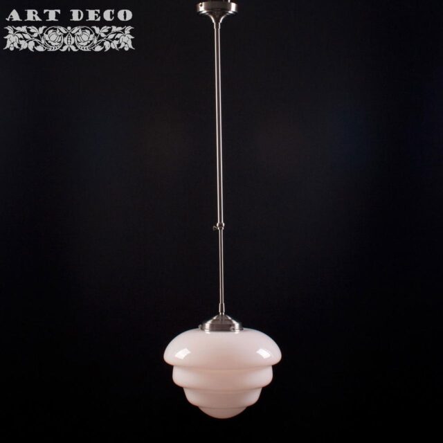 Art Deco hanglamp 'Oxford' staal pendel lang glas 30cm