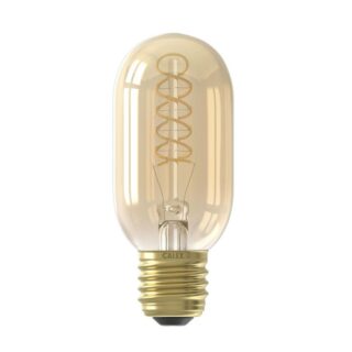 Calex LED Full Glass Flex Filament Tubular-Type lamp 240V 4W 200lm E27 T45x110, Gold 2100K Dimmable, energy label A