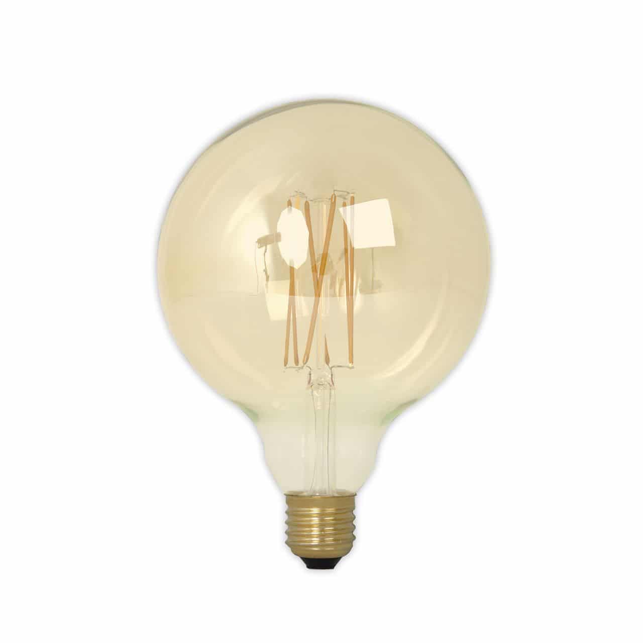 Calex LED volglas LangFilament Globelamp 240V 4,5W 470lm E27 GLB125, Goud 2100K Dimbaar