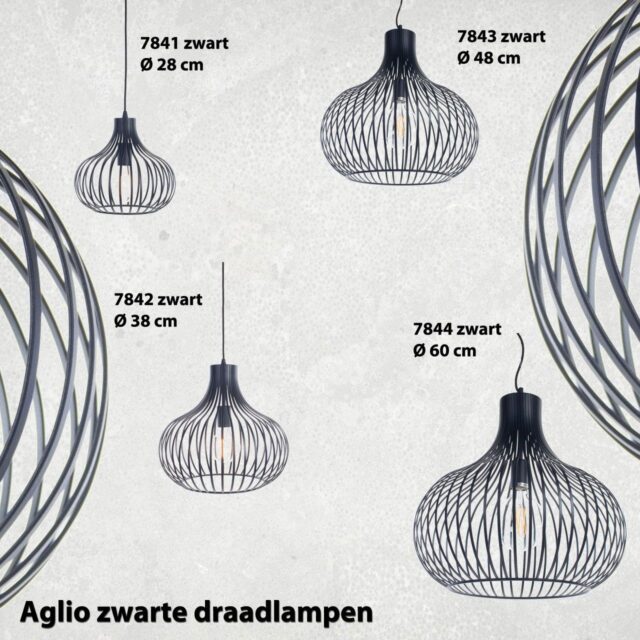Draadlamp Design Aglio Zwart O 28 Cm