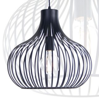 Draadlamp Hanglamp Aglio Zwart O 38 Cm 12