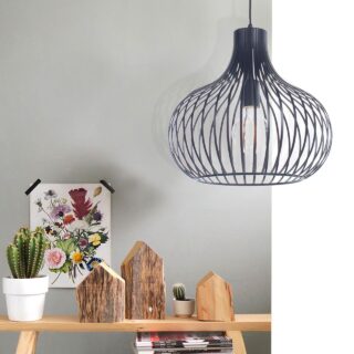 Draadlamp Hanglamp Aglio Zwart O 38 Cm 13