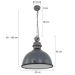Grote grijze industriële hanglamp Bikkel XXL