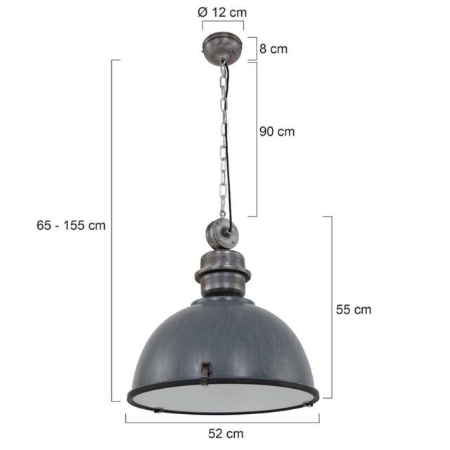 Grote grijze industriële hanglamp Bikkel XXL
