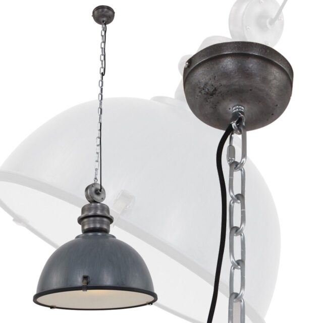 Grote grijze industriële hanglamp Bikkel XXL
