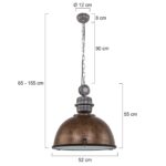 Grote roest bruine industriële hanglamp Bikkel XXL