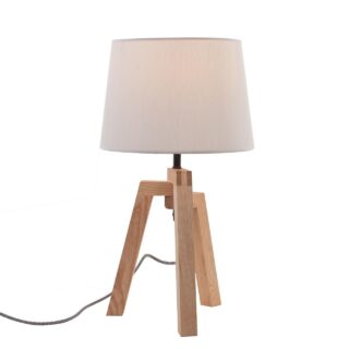 Houten tafellamp met drie poten en kap