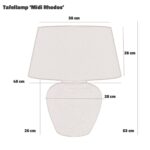 Keramiek tafellamp 'Midi Rhodos' zand / beige met kap linnen naturel