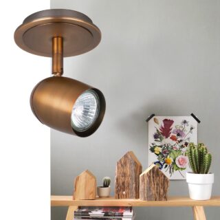 Klassieke bronzen plafondlamp ovale 1 spot GU10