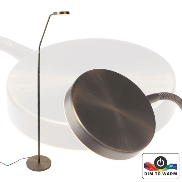 Klassieke Staande Led Leeslamp Comfort 1 Lichts Brons 135 Cm Dimbaar Modern Design 29
