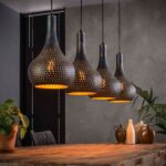 Landelijk industriele 4 lichts hanglamp gunmetal zwart