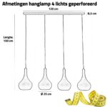 Landelijk industriele 4 lichts hanglamp gunmetal zwart