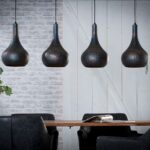 Landelijk industriele 4 lichts hanglamp gunmetal zwart