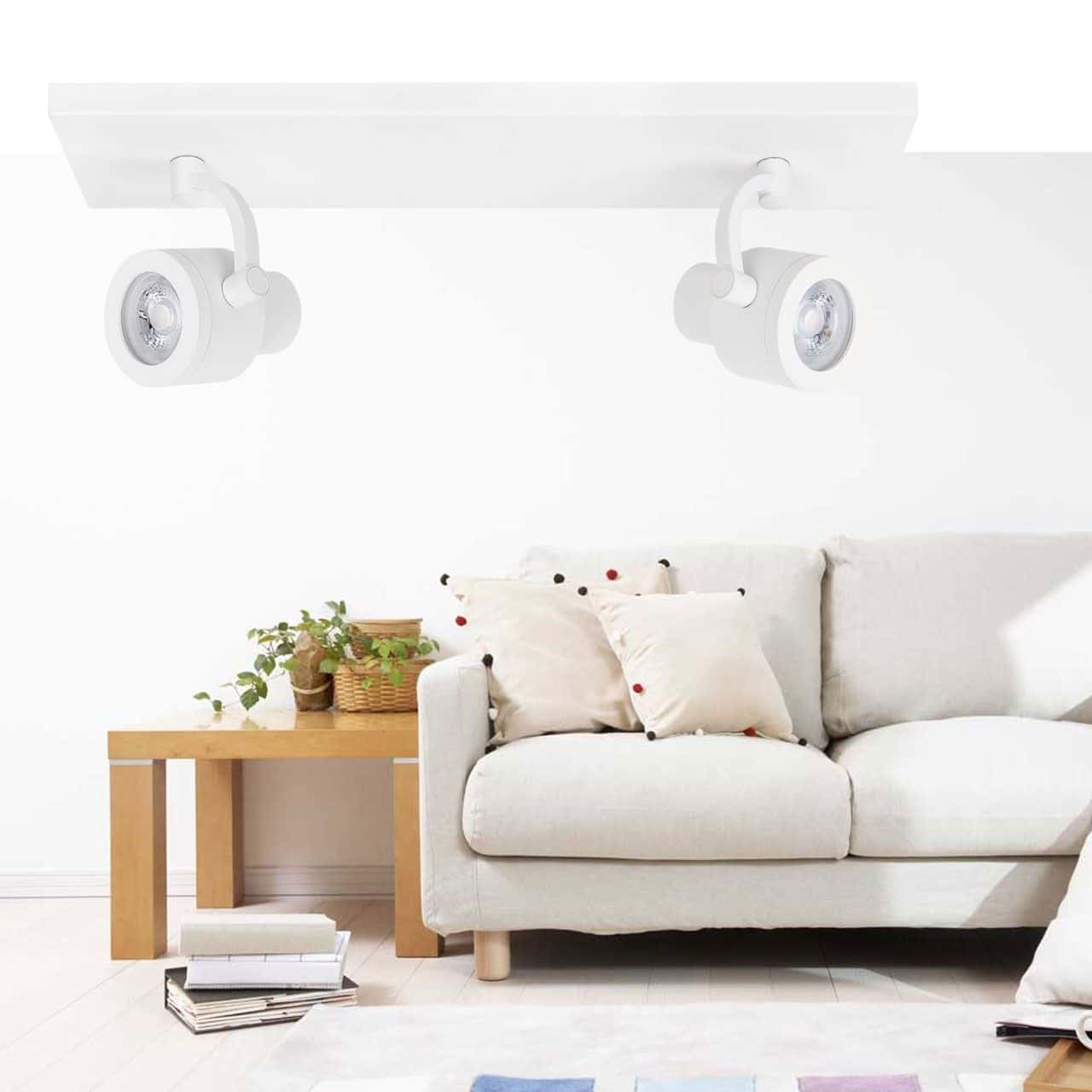 Moderne witte plafondlamp 2 spots GU10 Moderne witte plafondlamp 2 spots GU10