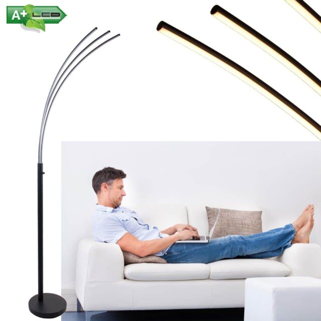 Moderne zwarte booglamp Slim LED dimbaar