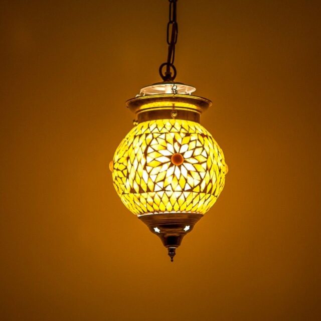 Oosterse hanglamp mozaïek Turkish Design bruin/beige Ø15cm