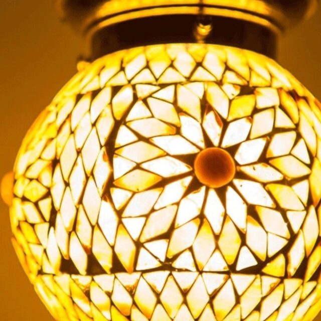 Oosterse hanglamp mozaïek Turkish Design bruin/beige Ø15cm