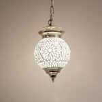 Oosterse hanglamp mozaïek Turkish Design wit Ø15cm