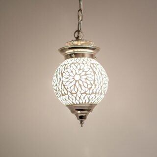 Oosterse hanglamp mozaïek Turkish Design wit Ø15cm