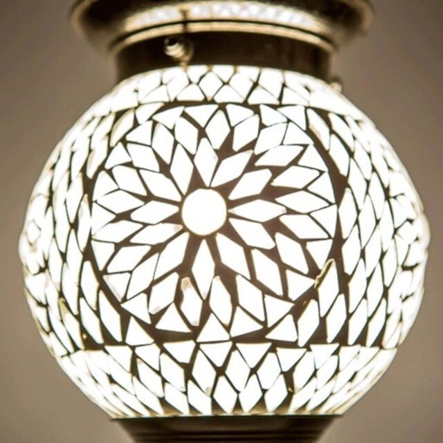Oosterse hanglamp mozaïek Turkish Design wit Ø15cm