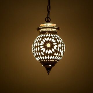 Oosterse hanglamp mozaïek Turkish Design zwart/wit Ø15cm