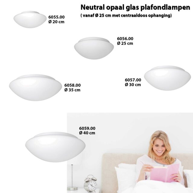 Opaal witte glazen plafondlamp Neutral ⌀ 20 cm - 6055.00
