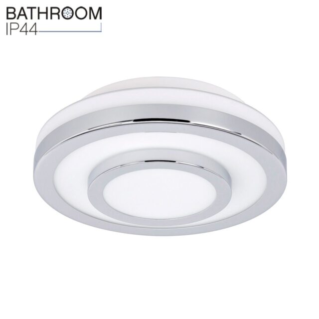 Plafonnière badkamer Masterring chroom/wit IP44