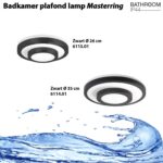 Plafonnière badkamer Masterring geborsteld staal / wit IP44