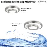 Plafonnière badkamer Masterring zwart / wit IP44