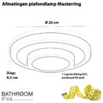 Plafonnière badkamer Masterring zwart / wit IP44