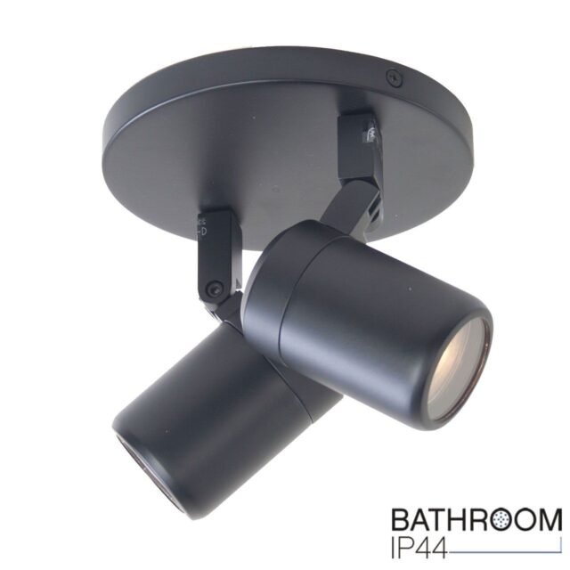 Ronde IP44 badkamerspot Rain | 2 lichts | zwart | Ø 15 cm | modern design