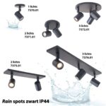 Ronde IP44 badkamerspot Rain | 2 lichts | zwart | Ø 15 cm | modern design