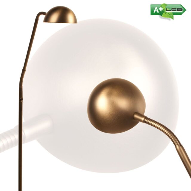 Staande leeslamp led brons met dimmer