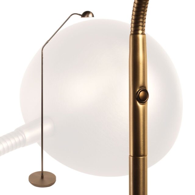 Staande leeslamp led brons met dimmer