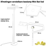 Staande leeslamp led Mini Bari mat zwart - 5 watt dimbaar