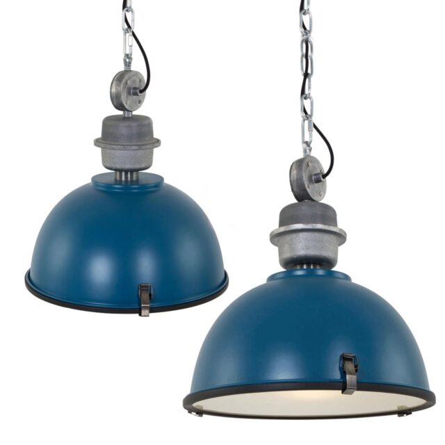 Stoere industriële hanglamp Bikkel ⌀42 cm petrol
