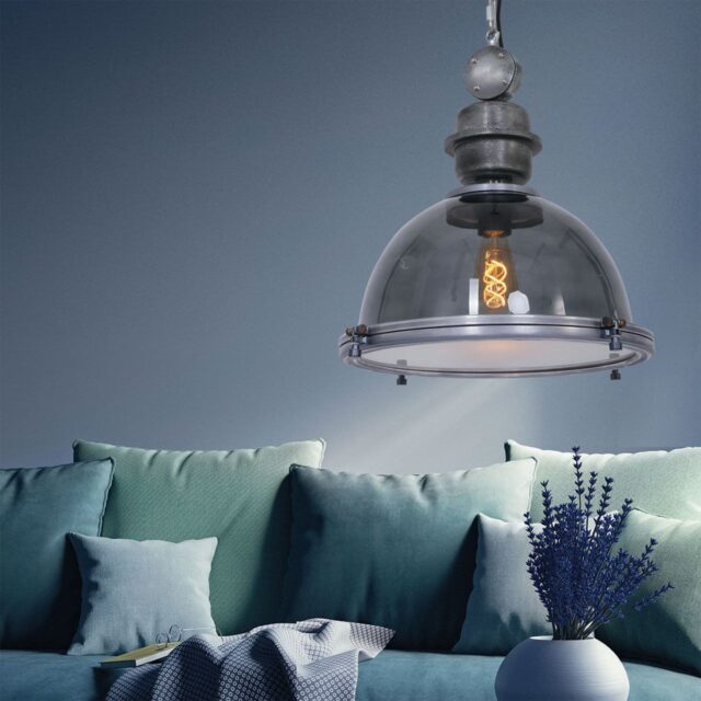 Transparante industriële hanglamp Bikkel