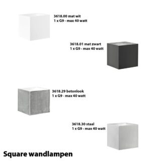 Wandlamp vierkant met verstelbare lichtbundel - 3618.30