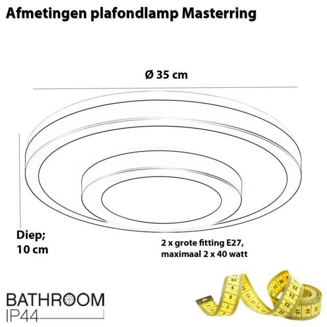 Zwarte badkamerlamp Master Ring IP44 Ø35 cm