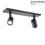 Zwarte badkamerlamp rain 2 lichts IP44